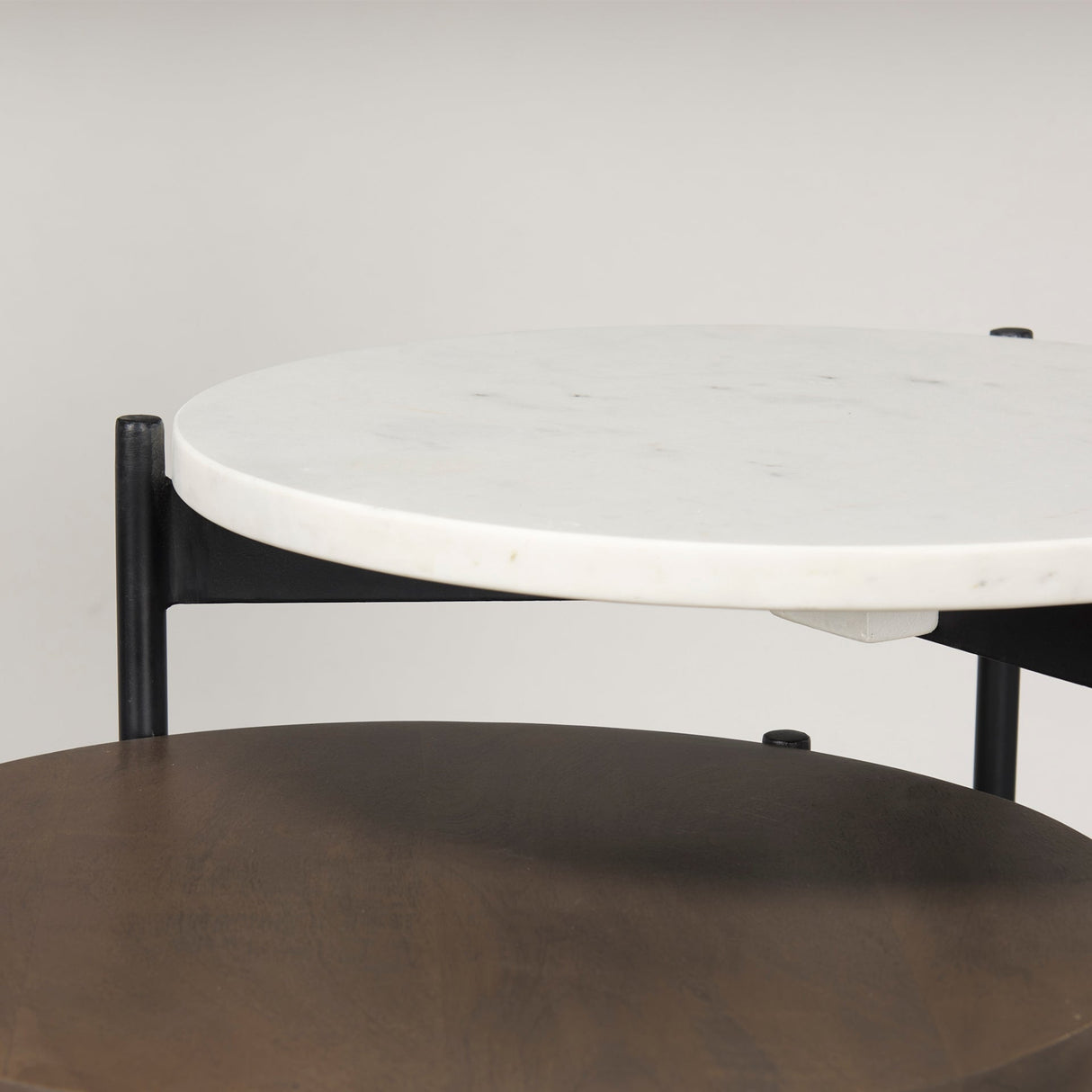 Larkin Marble & Dark Brown Wood Tabletop Nesting End/Side Tables by Mercana at Eve Furniture