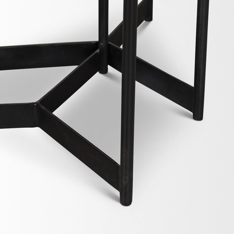 Larkin Marble & Dark Brown Wood Tabletop Nesting End/Side Tables by Mercana at Eve Furniture