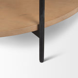 Larkin Marble Top w/ Brown Wood Shelf Round Coffee Table by Mercana at Eve Furniture