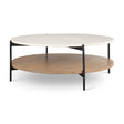 Larkin Marble Top w/ Brown Wood Shelf Round Coffee Table by Mercana at Eve Furniture