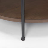 Larkin White Marble Top w/ Dark Brown Wood Shelf Oval Coffee Table by Mercana at Eve Furniture