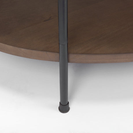 Larkin White Marble Top w/ Dark Brown Wood Shelf Oval Coffee Table by Mercana at Eve Furniture