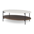 Larkin White Marble Top w/ Dark Brown Wood Shelf Oval Coffee Table by Mercana at Eve Furniture