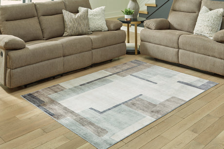 Larkport Cream/Brown/Gray Washable Large Rug by Ashley at Eve Furniture