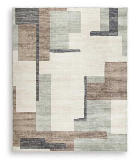 Larkport Cream/Brown/Gray Washable Large Rug by Ashley at Eve Furniture