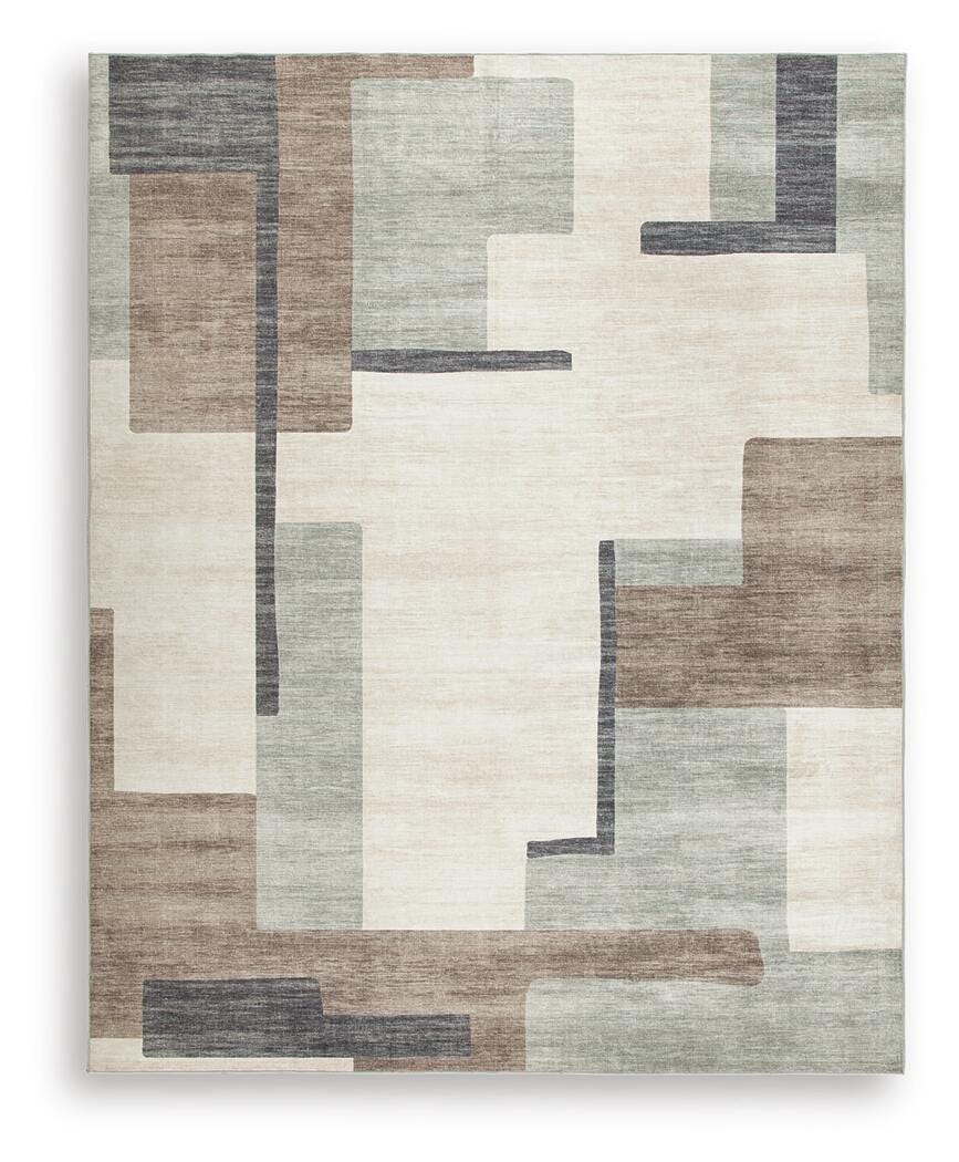 Larkport Cream/Brown/Gray Washable Large Rug by Ashley at Eve Furniture