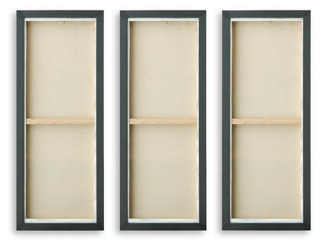 Larrondale Black/Gray/Brown Wall Art, Set of 3 by Ashley at Eve Furniture