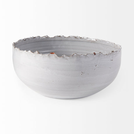 Larsen 13L x 13W White Ceramic Large Decorative Bowl by Mercana at Eve Furniture
