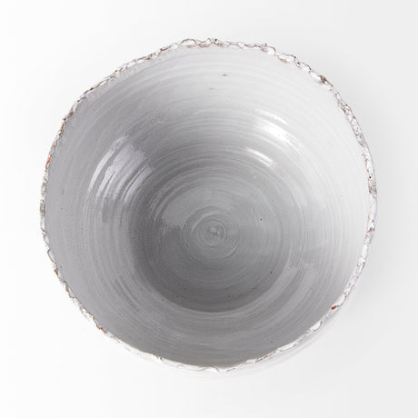 Larsen 13L x 13W White Ceramic Large Decorative Bowl by Mercana at Eve Furniture