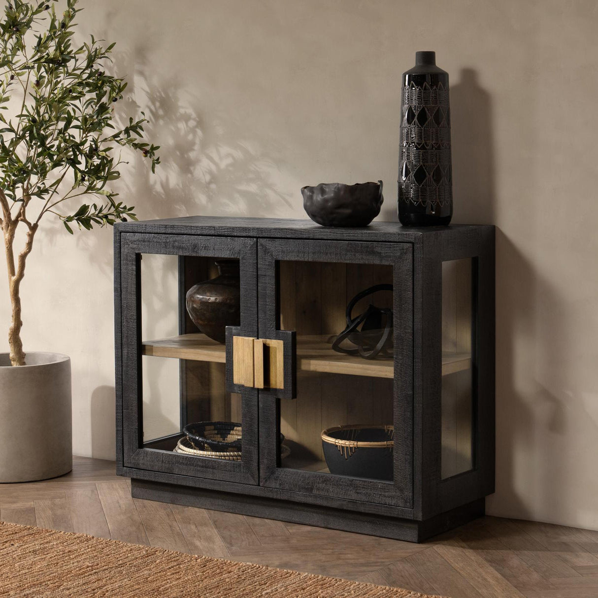 Larson 2 Door Cabinet - Carbon Black by Classic Home at Eve Furniture