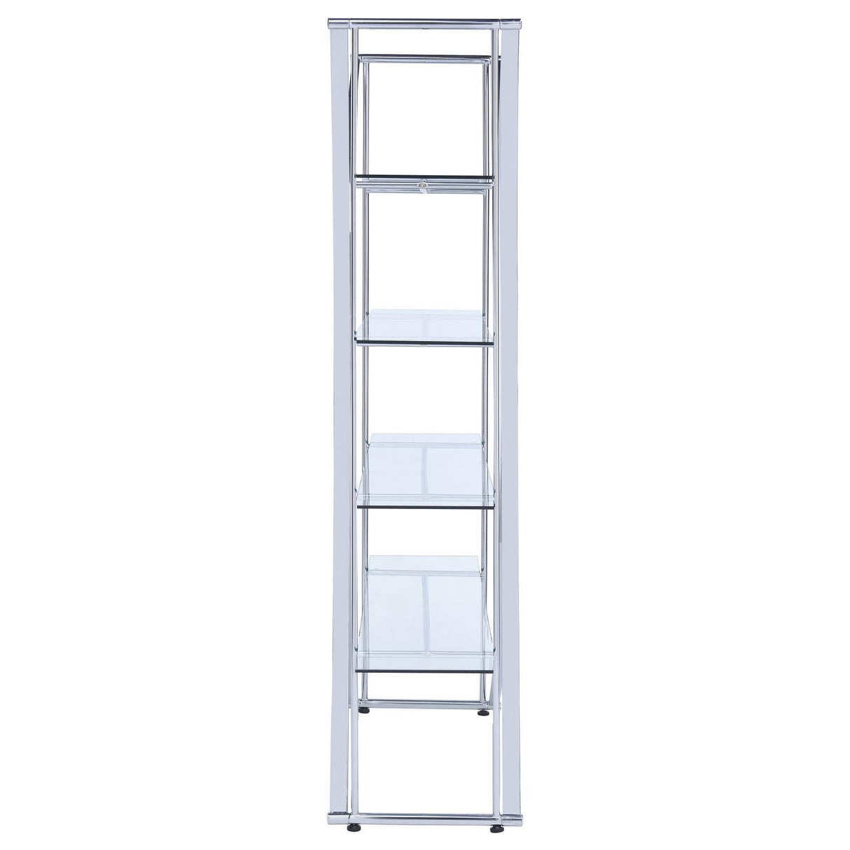 Larson Chrome/Clear 4-Tier Bookcase by Coaster at Eve Furniture