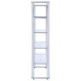 Larson Chrome/Clear 4-Tier Bookcase by Coaster at Eve Furniture