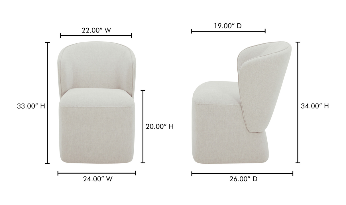 Larson Rolling Dining Chair Heather Grey by Moe's Home at Eve Furniture