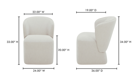 Larson Rolling Dining Chair Heather Grey by Moe's Home at Eve Furniture