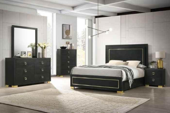 Latimer Black 4-Piece Queen Bedroom Set by Furniture of America at Eve Furniture