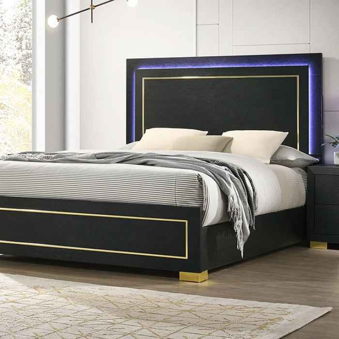 Latimer Black 4-Piece Queen Bedroom Set by Furniture of America at Eve Furniture