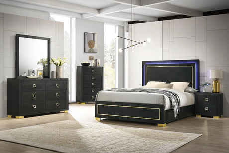 Latimer Black LED King Panel Bed by Furniture of America at Eve Furniture