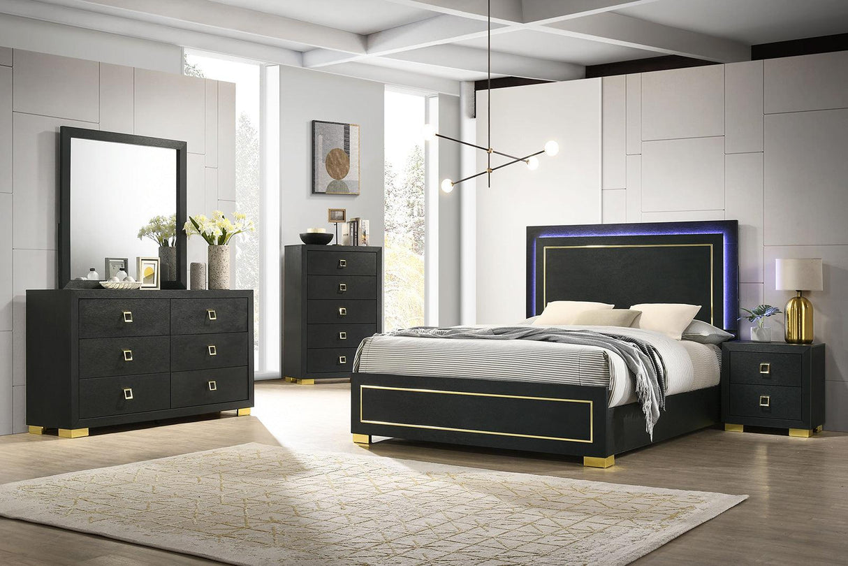 Latimer Black LED Queen Panel Bed by Furniture of America at Eve Furniture