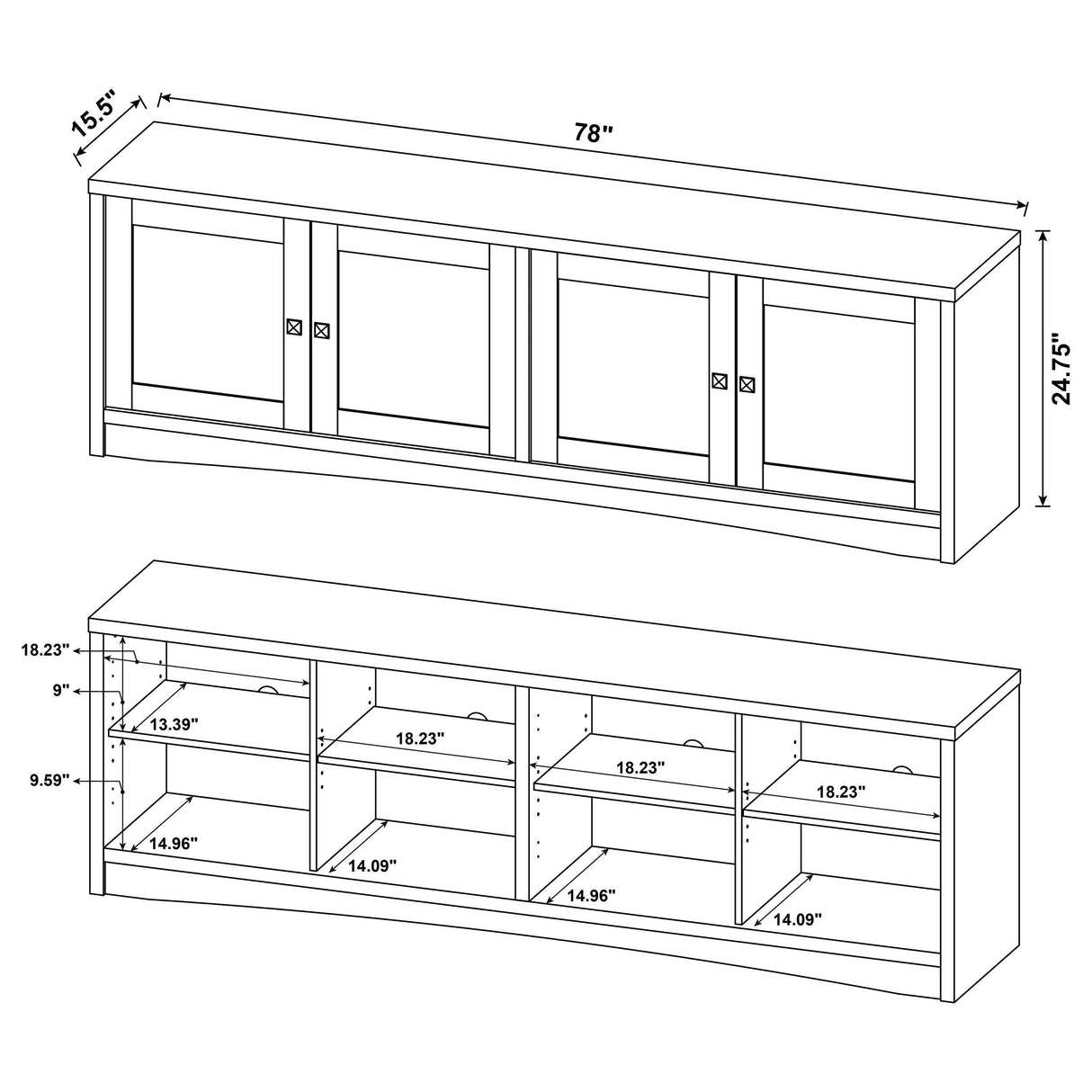 Laughlin 4-door Engineered Wood 78" TV Stand Dark Pine