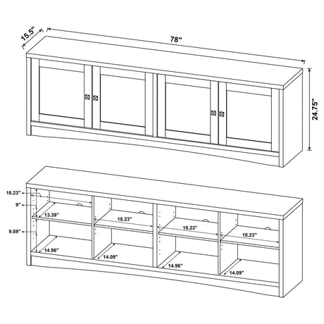 Laughlin Dark Pine 4-door Engineered Wood 78" TV Stand by Coaster at Eve Furniture