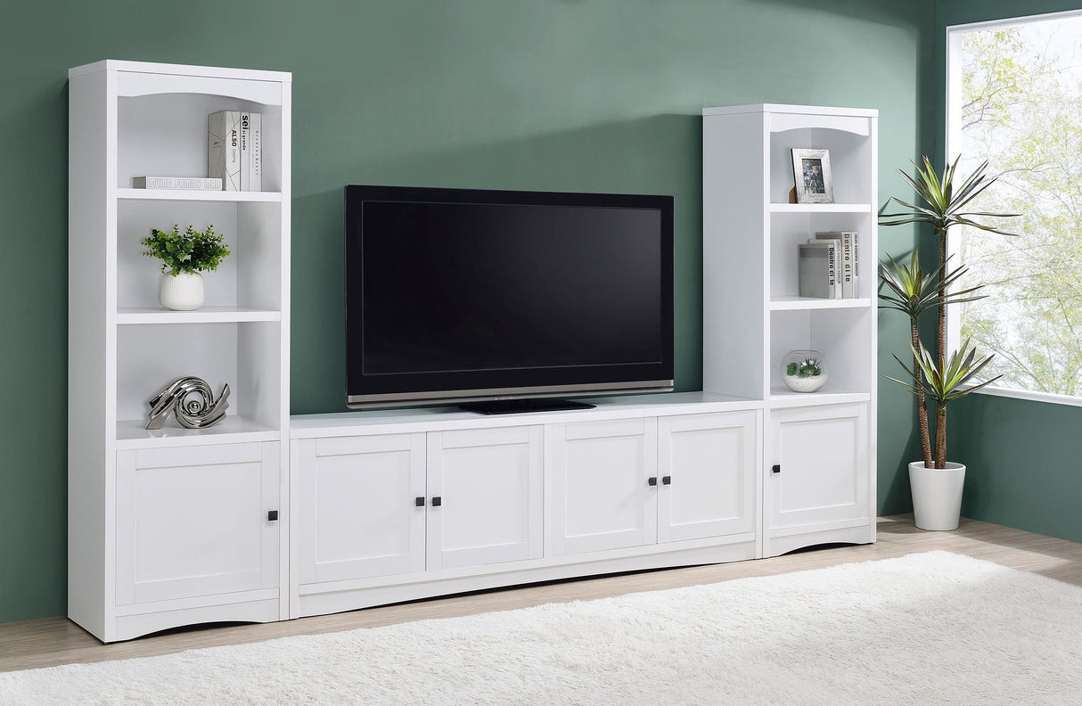 Laughlin White 3-shelf Engineered Wood Media Tower by Coaster at Eve Furniture