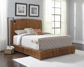 Laughton Amber Queen Hand-Woven Banana Leaf Bed by Coaster at Eve Furniture