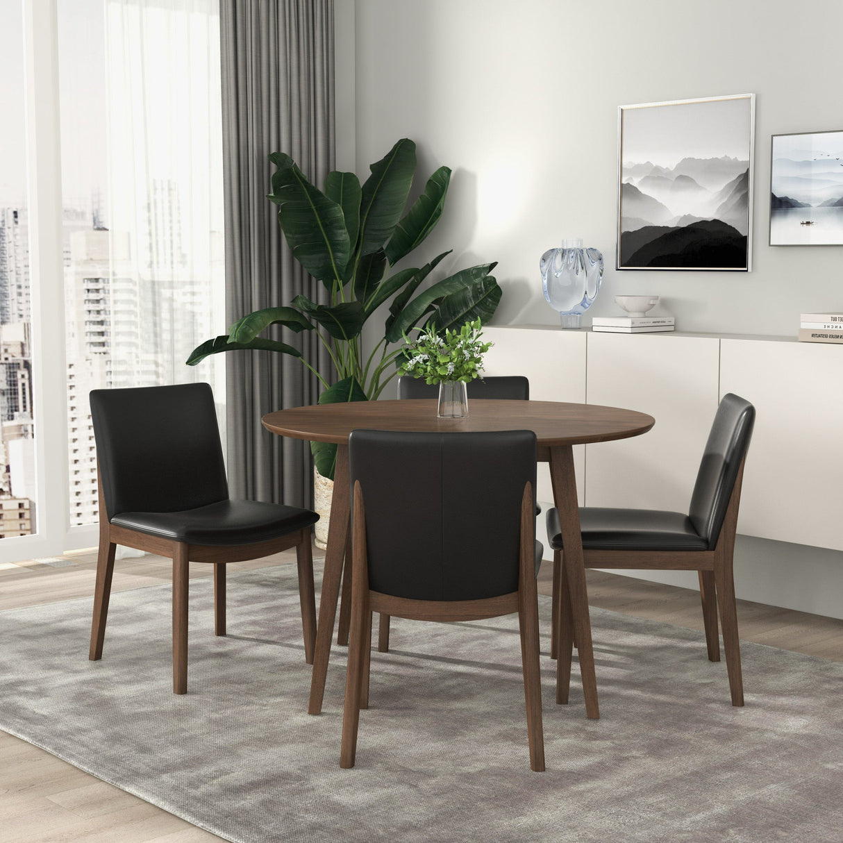 Laura Black PU Solid Wood Dining Chair (Set Of 2) by Ashcroft Furniture at Eve Furniture