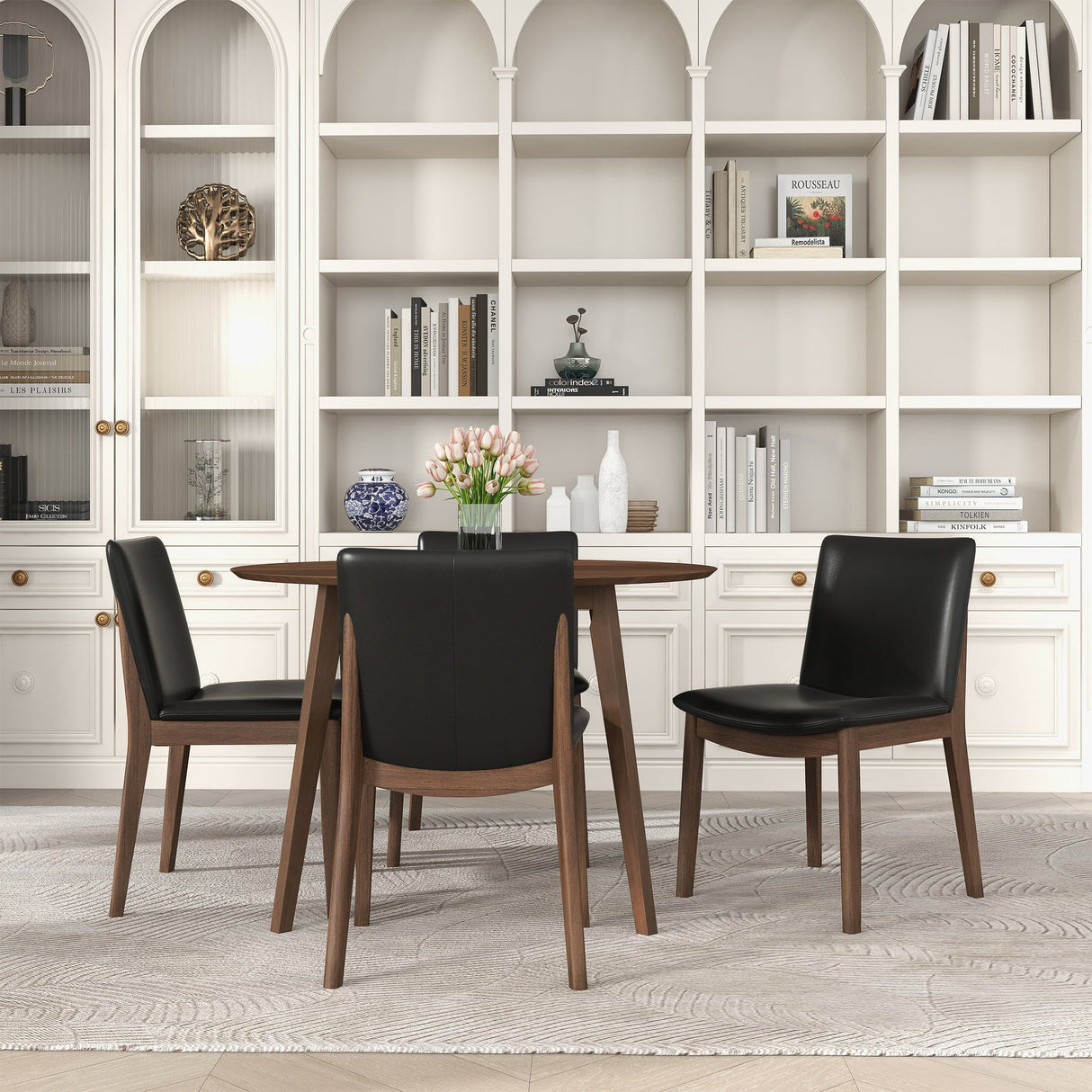 Laura Black PU Solid Wood Dining Chair (Set Of 2) by Ashcroft Imports at Eve Furniture