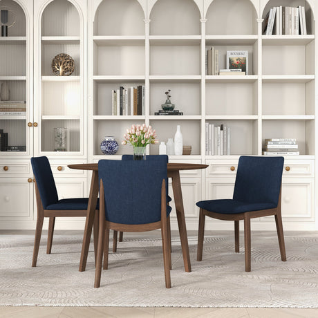 Laura Blue Linen Solid Wood Dining Chair (Set Of 2) by Ashcroft Imports at Eve Furniture