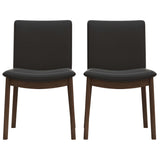 Laura Mid-Century Modern Solid Wood Dining Chair (Set of 2) Black Vegan Leather