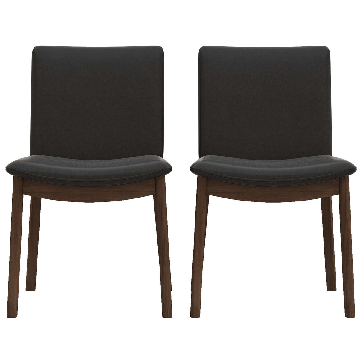 Laura Mid-Century Modern Solid Wood Dining Chair (Set of 2) Black Vegan Leather