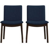 Laura Mid-Century Modern Solid Wood Dining Chair (Set of 2) Blue Linen