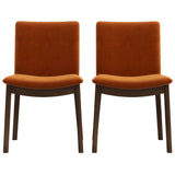 Laura Mid-Century Modern Solid Wood Dining Chair (Set of 2) Burnt Orange Velvet