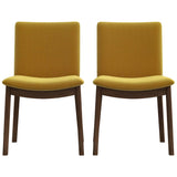 Laura Mid-Century Modern Solid Wood Dining Chair (Set of 2) Dark Yellow Velvet