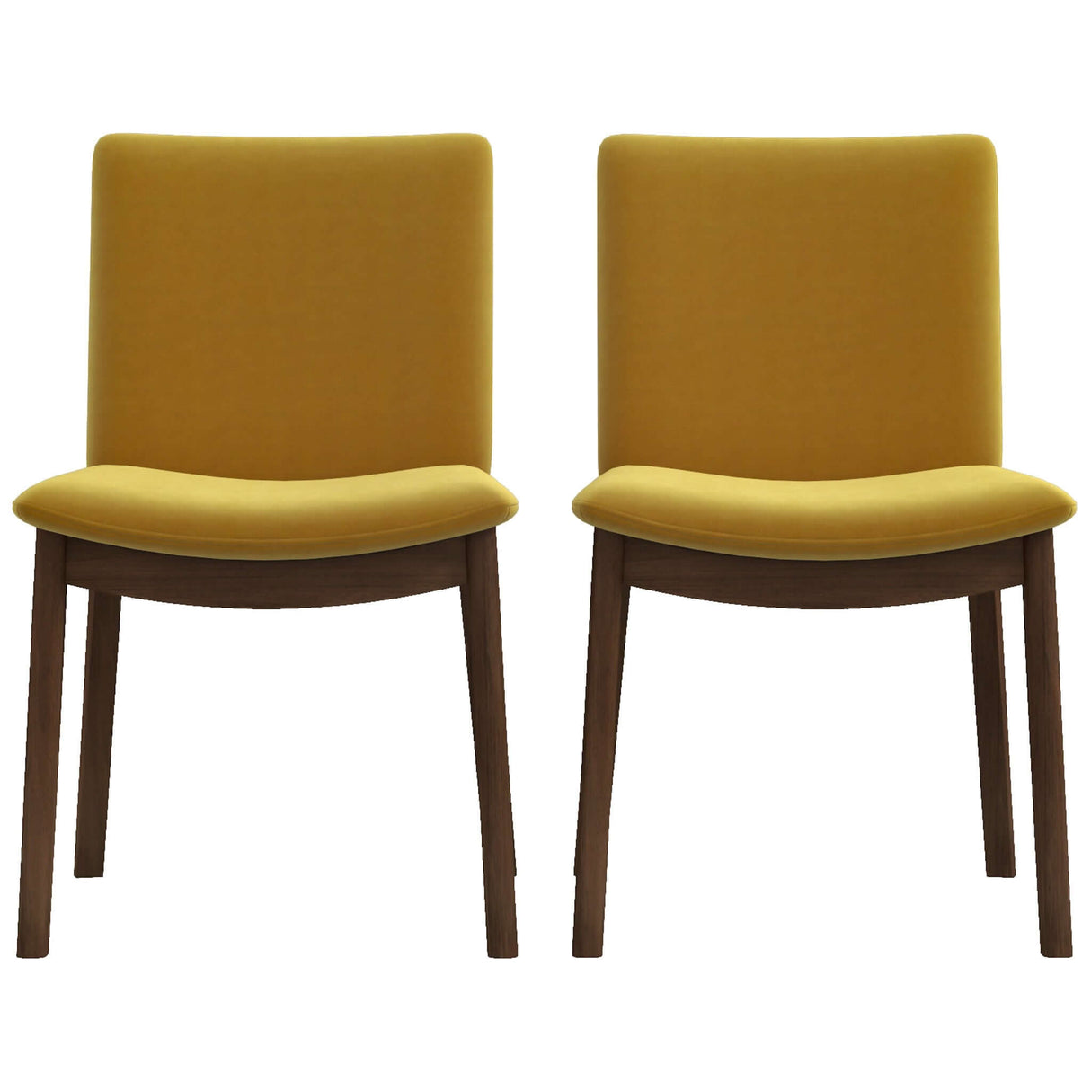 Laura Mid-Century Modern Solid Wood Dining Chair (Set of 2) Dark Yellow Velvet