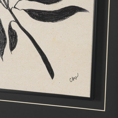Laurel Branch by Cristina Bartl Villa Hand-Embellished Textured Framed Artwork Matted Under Glass by Mercana at Eve Furniture