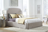 Laurel California King Upholstered Skirted Storage Panel Bed in Wheat by Modus Furniture at Eve Furniture
