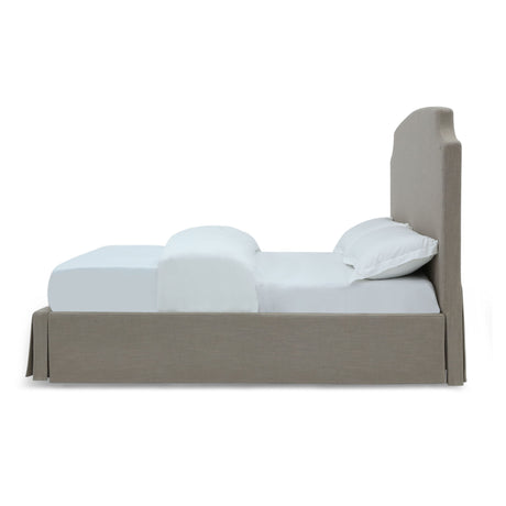 Laurel California King Upholstered Skirted Storage Panel Bed in Wheat by Modus Furniture at Eve Furniture