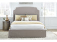 Laurel California King Upholstered Skirted Storage Panel Bed in Wheat by Modus Furniture at Eve Furniture