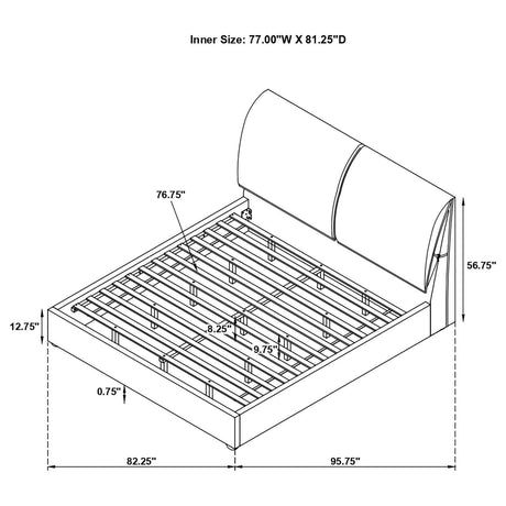 Laurel Charcoal Gray Upholstered Eastern King Platform Bed with Pillow Headboard by Coaster at Eve Furniture
