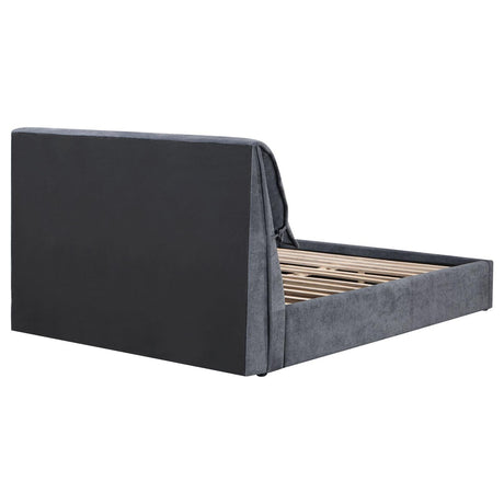 Laurel Charcoal Grey Upholstered Queen Platform Bed with Pillow Headboard by Coaster at Eve Furniture