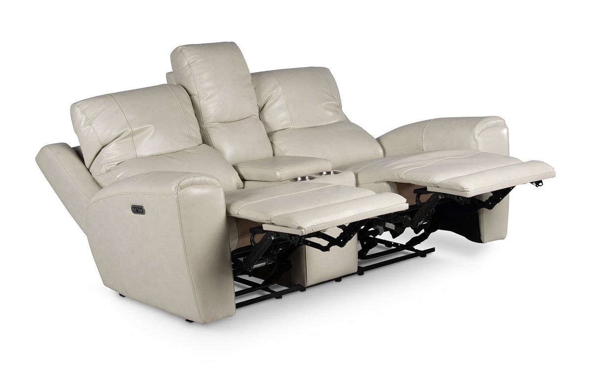 Laurel Dual-Power Reclining Console Loveseat, Ivory