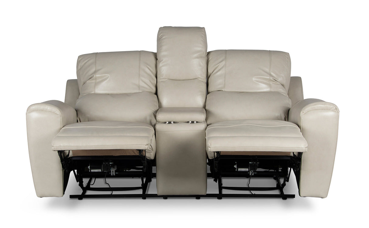 Laurel Dual-Power Reclining Console Loveseat, Ivory