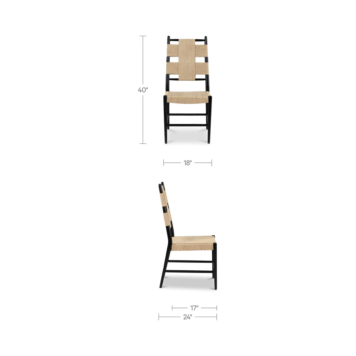 Laurel Natural/Charcoal Black Dining Chair (Set of 2) by Moe's Home at Eve Furniture