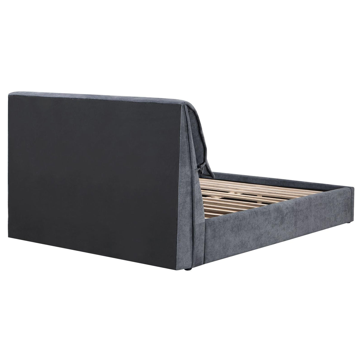 Laurel Upholstered Queen Platform Bed with Pillow Headboard Charcoal Grey