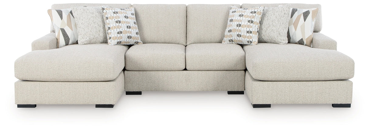 Laurelgrove Pebble 3-Piece Double Chaise Sectional by Ashley at Eve Furniture