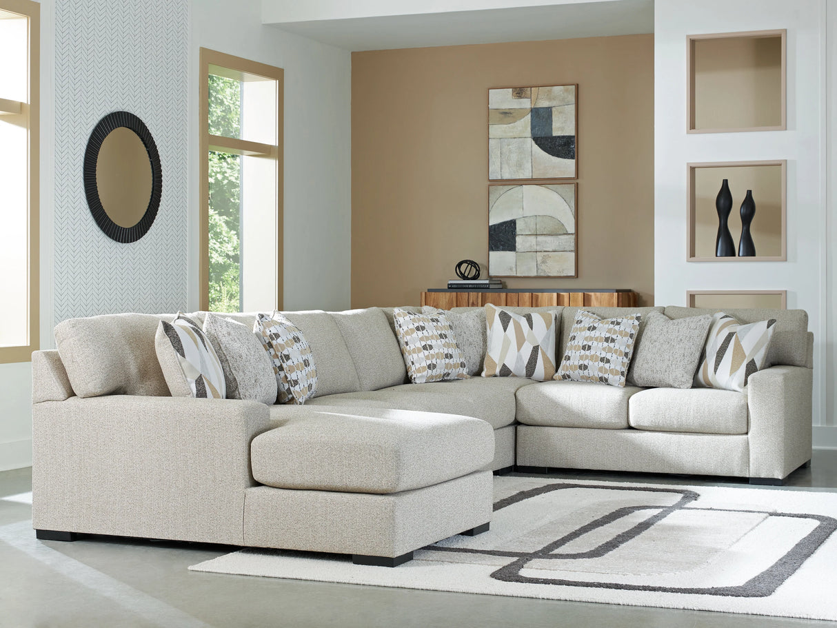 Laurelgrove Pebble 5-Piece Sectional with LAF Chaise by Ashley at Eve Furniture