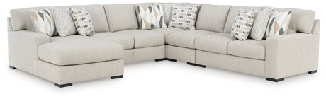 Laurelgrove Pebble 5-Piece Sectional with LAF Chaise by Ashley at Eve Furniture