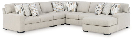 Laurelgrove Pebble 5-Piece Sectional with RAF Chaise by Ashley at Eve Furniture