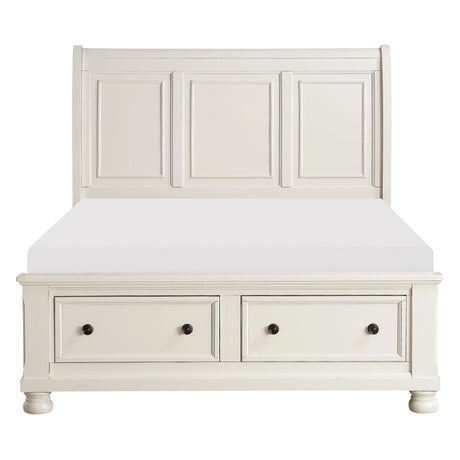 Laurelin White Queen Sleigh Storage Platform Bed by Homelegance at Eve Furniture